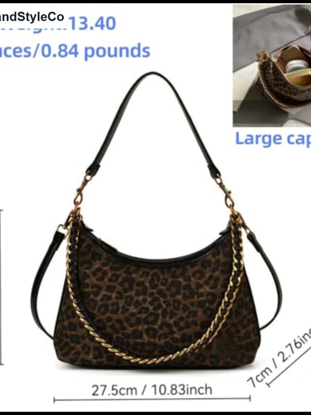 Leopard Print Crossbody Bag Purse for Women Trendy Travel Purse - Picture 4 of 6